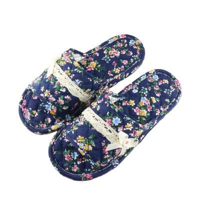 China Breathable Four Seasons Indoor Home Korean Version Couples Cloth Slippers Bow Tie Open Toe Cushioning for sale