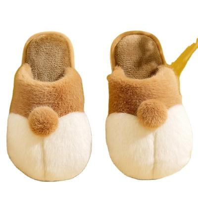 China Cushioning Cute Animals Autumn And Winter Plush EVA Corgi Buttocks Cotton Thermal Indoor Furry Slippers for sale