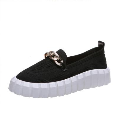 China Autumn New Arrival Chain Round Toe Thick Sole Flat Plus Casual Loafer Slip On Breathable Shoes for sale