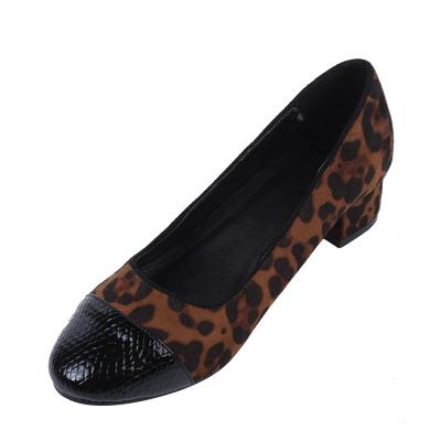 China Women's Pumps Comfortable Wide Width Heels Leopard Printed Heeled Shoes Patchwork Wedges For Ladies for sale