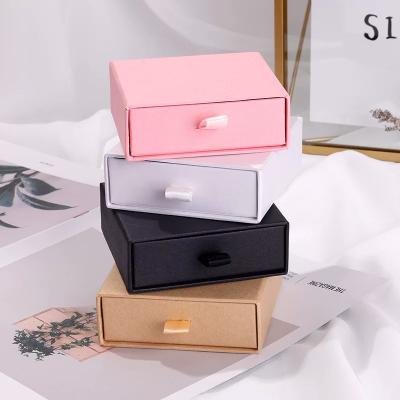 China Eco-friendly Luxury Amazon Necklace 9x6x3 Necklace Drawer Magnetic Closing Drawer Slide Boxes Eco-Friendly Packaging Box With Ribbon Custom Necklace Box for sale