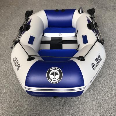 China Solar Marine 230cm 3 Person Pvc PVC Kayak Canoe Fishing Wooden Bottom Inflatable Boat Water Sports for sale