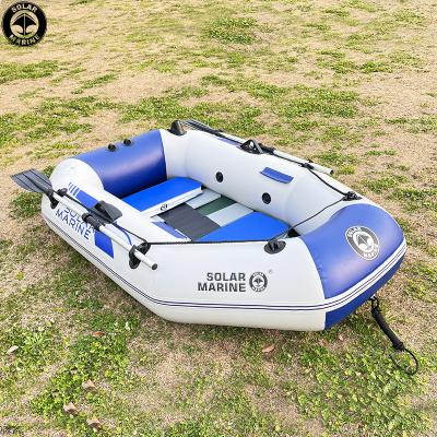 China Boat 2M Portable Floor Canoe Inflatable Wooden Kayak Fishing Kayak 2 Person Solar Marine PVC Canoe With Accessories For Sale for sale