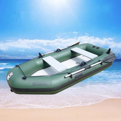 China PVC 2.3M 3 Person Inflatable Fishing Boat Rowing Kayak Canoe Air Mat Bottom Canoe With Free Accessories for sale