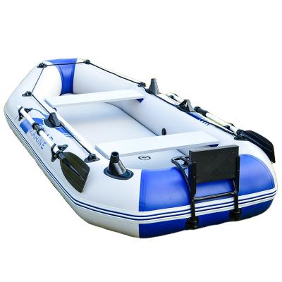 China 2.3 M PVC Fishing Boat Rowing Boats PVC 3 Person Air Mat Bottom Inflatable Kayak for sale