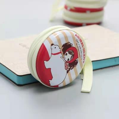 China Gift & Custom Craft Cardboard Mini Coin Collecting Purse Portable Metal Filter Holder Gift Around Tin Box With Zipper for sale