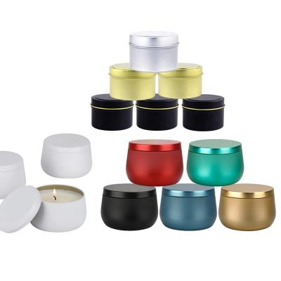 China Gift & Candle Tin Jars Wholesale Tin Jars Set Packaging 4OZ 8OZ DIY Design Christmas Gift Candle Different Craft Colors New for sale