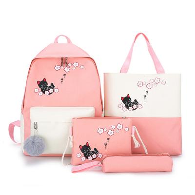 China Waterproof 2022 Cat Backpack Simple Casual Color Black Printed Color Matching Teenage School Bags For Girls for sale