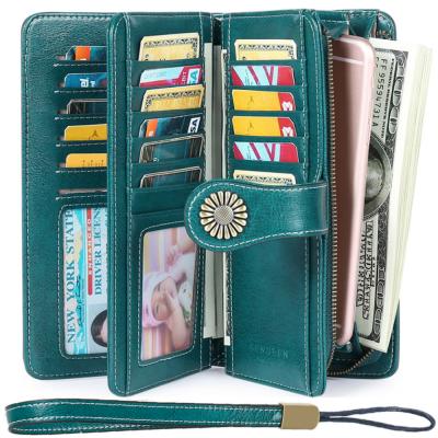 China RFID RFID Women's Wallets, Large Capacity with RFID Protection, Genuine Leather for sale