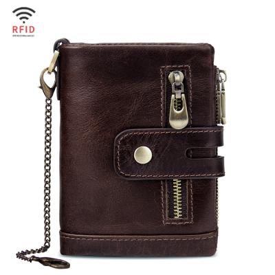 China Luxury Genuine Men Small Mini Pocket Male Leather Wallet Portomonee Cowhide Mens Wallets RFID Coin Purse for sale