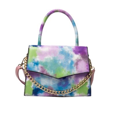 China Fashion Rainbow Color Girls Tie Dye Shoulder Bag Candy Colors Summer Leather Messenger Crossbody Handbags for sale