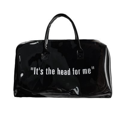 China Fashion Custom Wholesale Black It's Head For Me Tote Spend A Night Travel PVC Clear Overnight Duffel Bags for sale