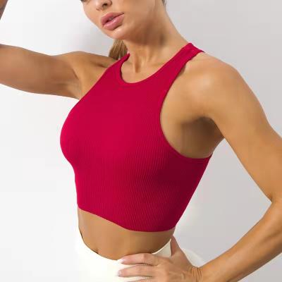 China New Sports Yoga Double Shoulder Bra Yarn Breathable Quick Dry Fitness Vest Beautiful Back Sports Seamless Interior for sale