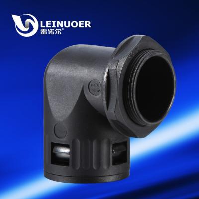 China Special design with interior locking buckle using 90 degree nylon quick unions fitting elbow cable connector for flexible conduit for sale