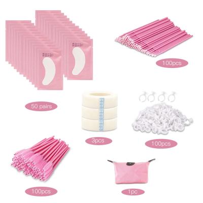 China Beauty Schools Eyelash Extension Kit Accessory Tools with Glue Ring Mascara Wand Eye Pads and Eye Tape for sale