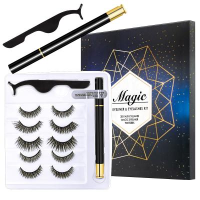 China No Magnetic No Glue 5 in 1 Magic Eyeliner No Magnet Self Adhesive False Eyelashes Kit for sale