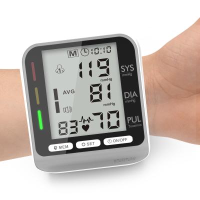 China Automatic Digital Wrist Blood Pressure Monitor BP Cuff Machine Non-contact Home Test Device with Three-color Indicator Light for sale