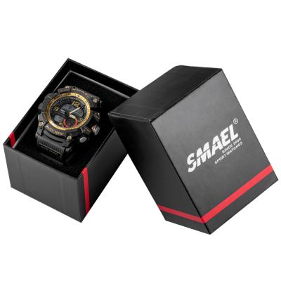 China Fashion eco-friendly custom luxury paper logo private label SMAEL black watch box gift for sale