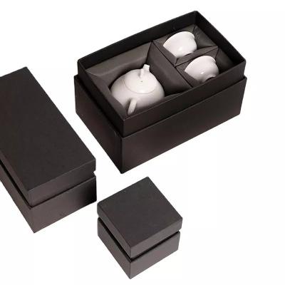 China Recycled Materials Tea Cup Jar Packaging Boxes Paper Gift Boxes With Sponge Liner for sale