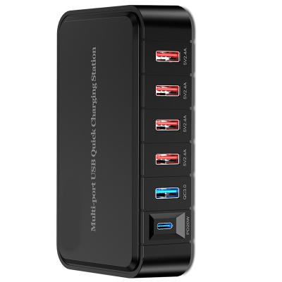 China Portable Mobile Phone PD 20w QC 3.0 6 Port Cell Phones 6 Port Multi Usb Wall Charger for sale