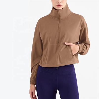 China Breathable Women Long Sleeve Running Yoga Track Sports Jackets Coats Zipper Cropped Workout Jackets for sale