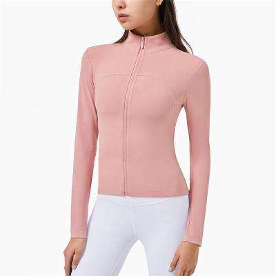 China Breathable Workout Jacket For Women Full Zip Long Sleeve Sporty Yoga Running Jacket Active Sportswear With Thumb Notch for sale