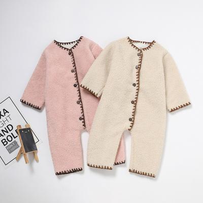 China New Autumn And Winter New Baby Clothing Baby Lambswool One-Piece Romper Thickened Baby Warm Clothes for sale