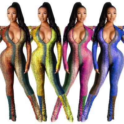 China 2021 Breathable High Quality Women's One Piece Stacked Gaiters Overalls Print Pants Overalls Womens for sale