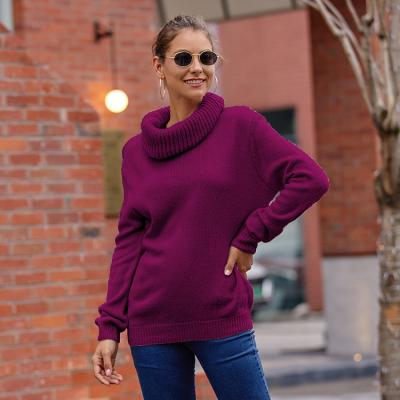 China Fashionable Solid Color Women's Sweaters Long Sleeve Sweaters Breathable High Neck Sweaters for sale