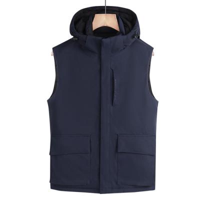 China Anti-wrinkle men's vest fall/winter down cotton fashion loose hooded double-sided vest multi-pocket warm fashion waistcoat for sale