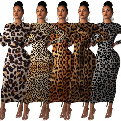 China S1536 Breathable Best Selling Leopard V Neck Irregular High Waist Bandage Dress Women's Clothing for sale