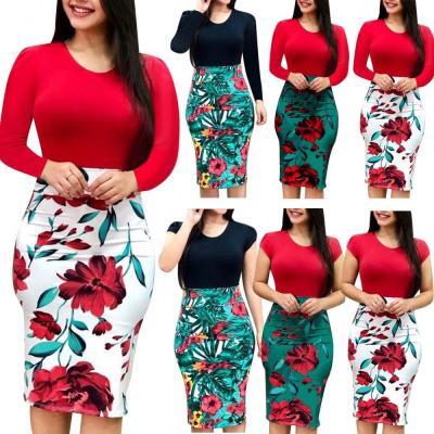 China Best Selling Breathable S2382 Plus Size Women Dress Low Price Floral Dresses for sale