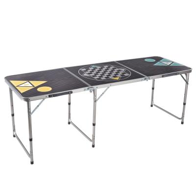 China Durable Adjustable Aluminum Hardware 6ft Balcony Folding Beer Pong Table for sale