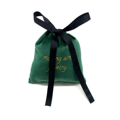 China Recyclable Promotional Luxury Drawstring Velvet Soft Gift Packaging Bag With Logo for sale