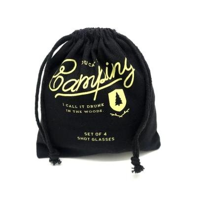 China New Arrival Black Cotton Canvas Drawstring Bag Handled Drawstring Dust Bag for sale