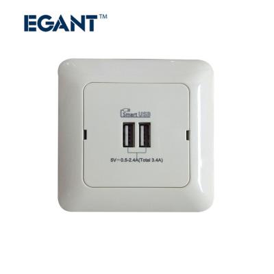 China Residential / General Purpose Two Port USB Smart Wall Socket With European Quality Assurance for sale