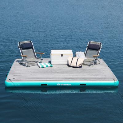 China Good Quality DWF and 0.90mm PVC Tarpaulin of PLATO's Most Popular Sea Mattress Inflatable Float Pontoon Dock Fishing Sip Deck, Inflatable Floating Dock with Customized Design for sale