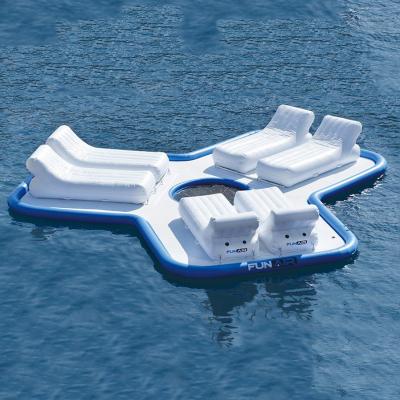 China Hot Sales PVC Inflatable Floating Island Pool Float Water Bar Lazy River Lazy Lounges, Inflatable Water Floating Island With Custom Design for sale