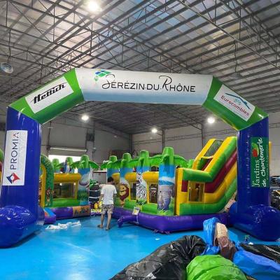 China 0.6mm pvc tarpaulin newest style of inflatable sport arch with stablized with 0.6mm pvc tarpaulin sealed work for sale