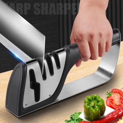 China Kitchen Knife Blade Sharpening Tools New Knife Sharpener 4 Stages Kitchen Knife Grinder for sale