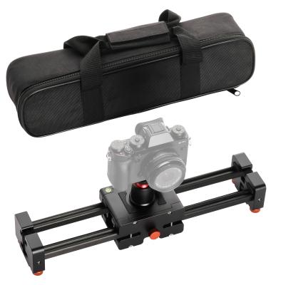 China Smooth and Stable 40cm /15.6 Inch Render Aluminum Rail Rods Double Round Camera Slider with Compact 4 Bearing Roller Belt Pulley Drive System for sale