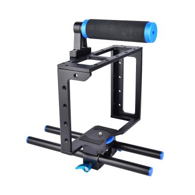 China Aluminum Alloy DSLR Camera Cage Rig Photographic Camera Low Shot Portable Flexible Hand Held Hand Grip for sale