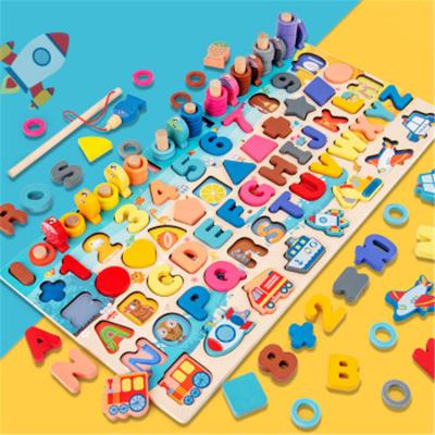 China 2021 Eco-friendly Material Kids Hand Puzzle Board Wooden Alphabet Shape Match Toys Developmental Educational Games For Children for sale