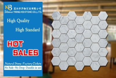 China Polished Bianco Carrara White Hexagon Marble Mosaic Tiles Home Decorative for sale