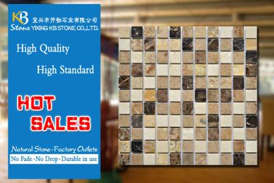 China Home Decorative Cream Marfil Marble Mixed Dark Emperador Square for sale