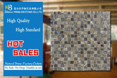 China Emparede el color del café de la teja del cuadrado del mármol del backsplash de la cocina de la pared del forro de la teja de mosaico TV en venta