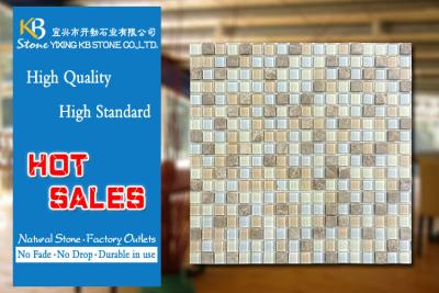 China El mosaico de cristal mezcló la teja de mármol beige del arte azul blanco de piedra de la teja en venta