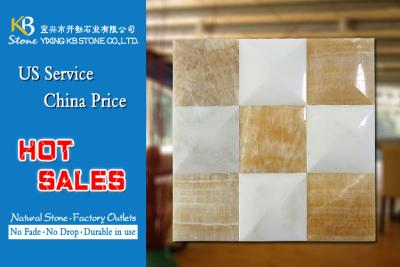 China Interior wall decor natural stone marble mosaic tiles yellow and white for sale