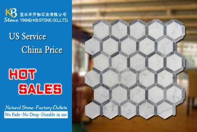 China Natural Stone marble mosaic tiles italian grey and carrara hexagon for sale