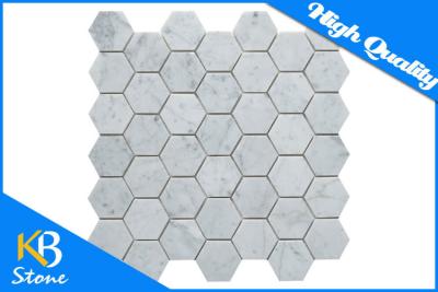 China Hexagon Polished Marble Mosaic Tiles Bianco Carrara White Flooring Tile Indoor / Outdoor Use for sale